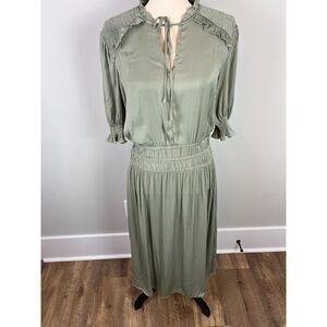 Current Air Women's Ruffle Cinched Maxi Dress Green Flowy Beach Size M